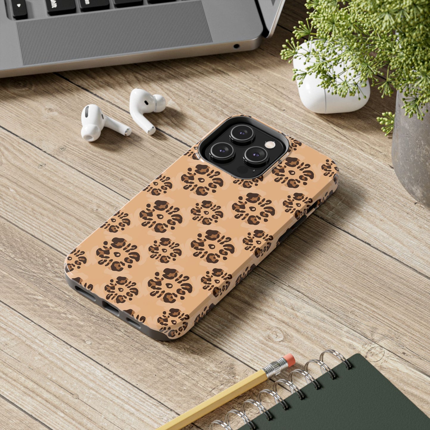 Tough Dual-Layer Phone Case - Leopard Floral Pattern for Ultimate Protection