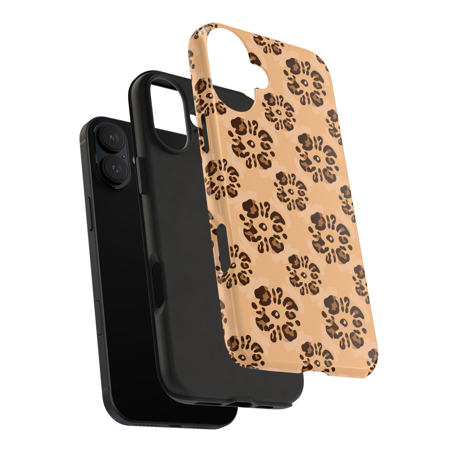 Tough Dual-Layer Phone Case - Leopard Floral Pattern for Ultimate Protection