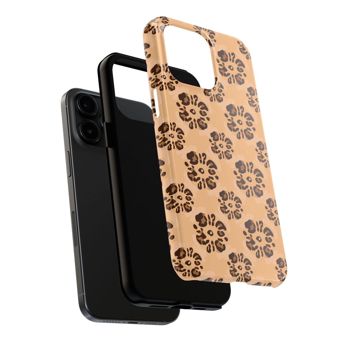 Tough Dual-Layer Phone Case - Leopard Floral Pattern for Ultimate Protection