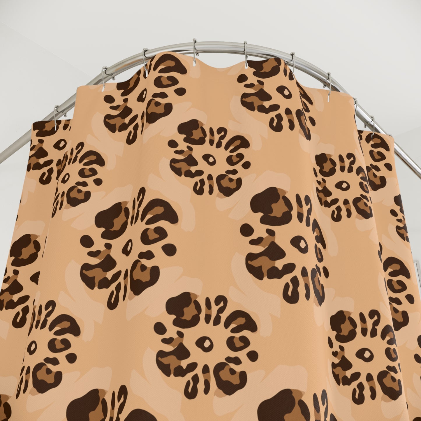 Statement Leopard Floral Print Fabric Shower Curtain – Waterproof & Decorative