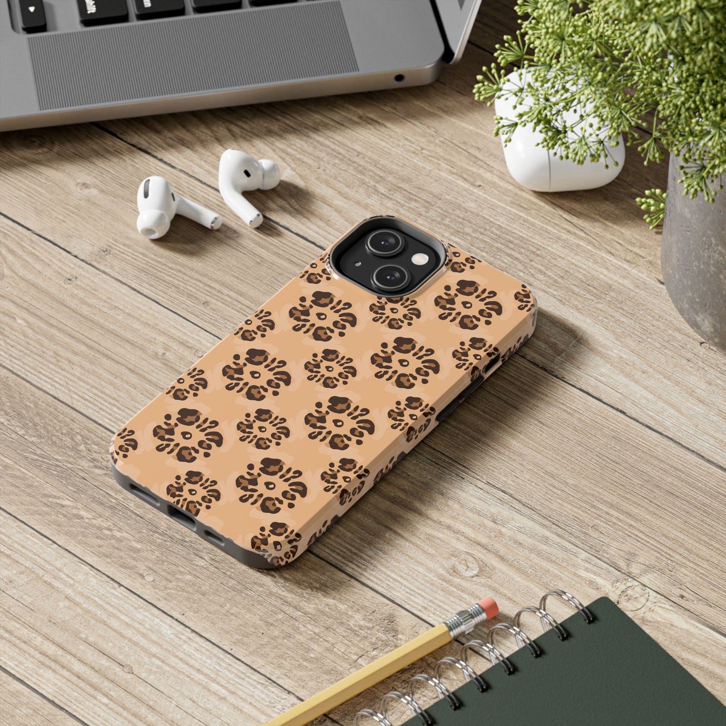 Tough Dual-Layer Phone Case - Leopard Floral Pattern for Ultimate Protection