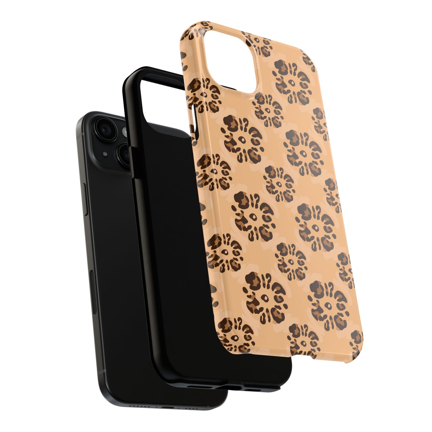 Tough Dual-Layer Phone Case - Leopard Floral Pattern for Ultimate Protection
