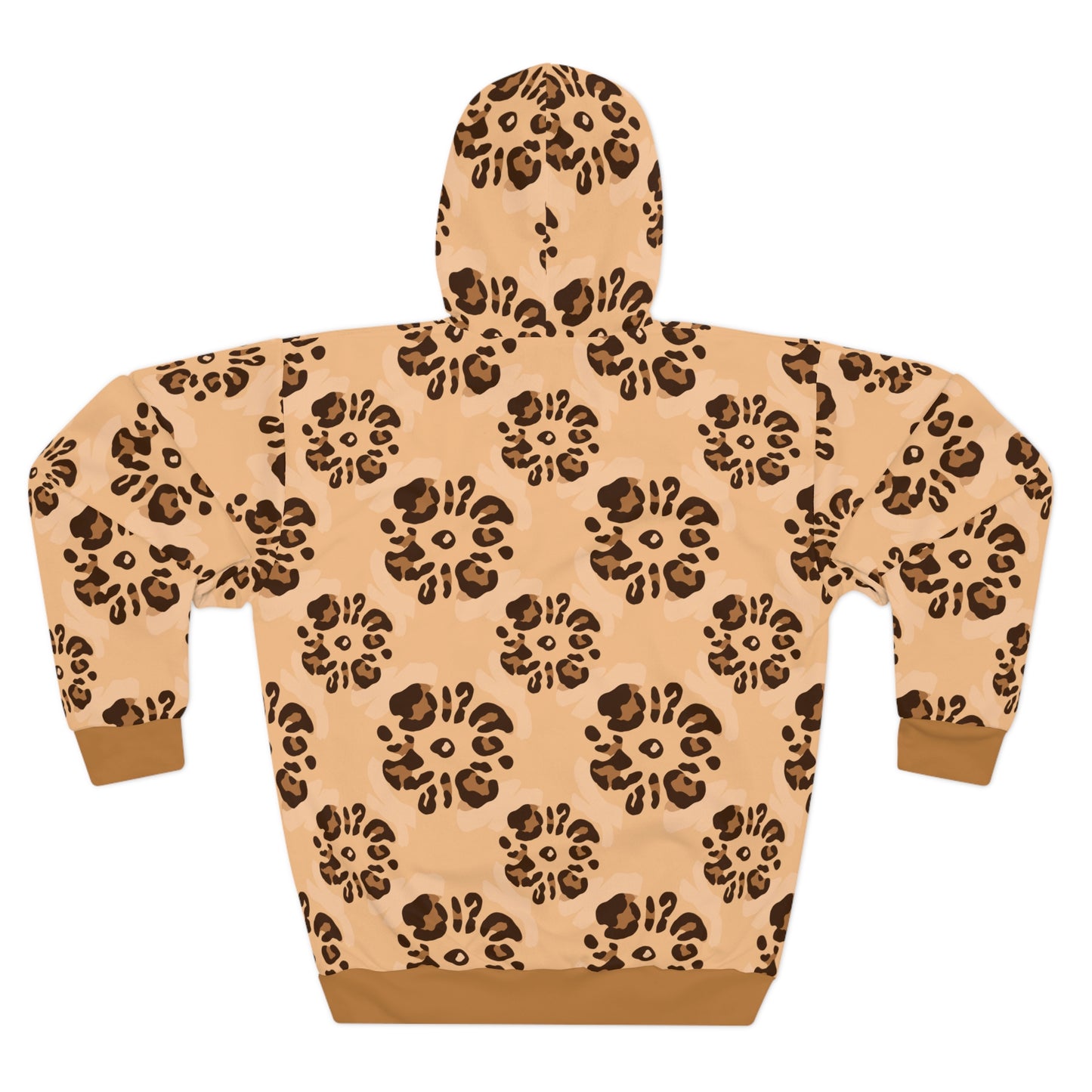 Chic Comfort: Unisex Leopard Floral All-Over-Print Pullover Hoodie