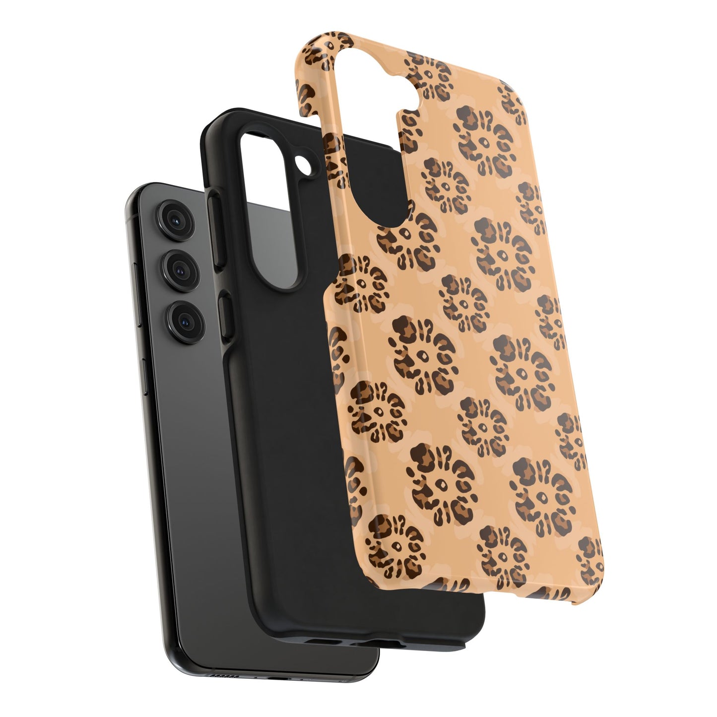 Tough Dual-Layer Phone Case - Leopard Floral Pattern for Ultimate Protection