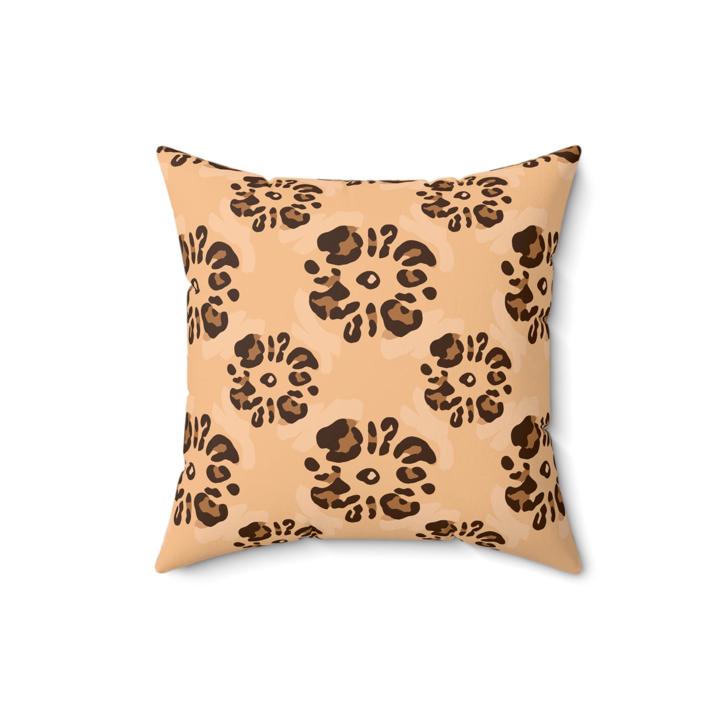 Leopard Floral Print Decorative Square Throw Pillow – Accent Cushion