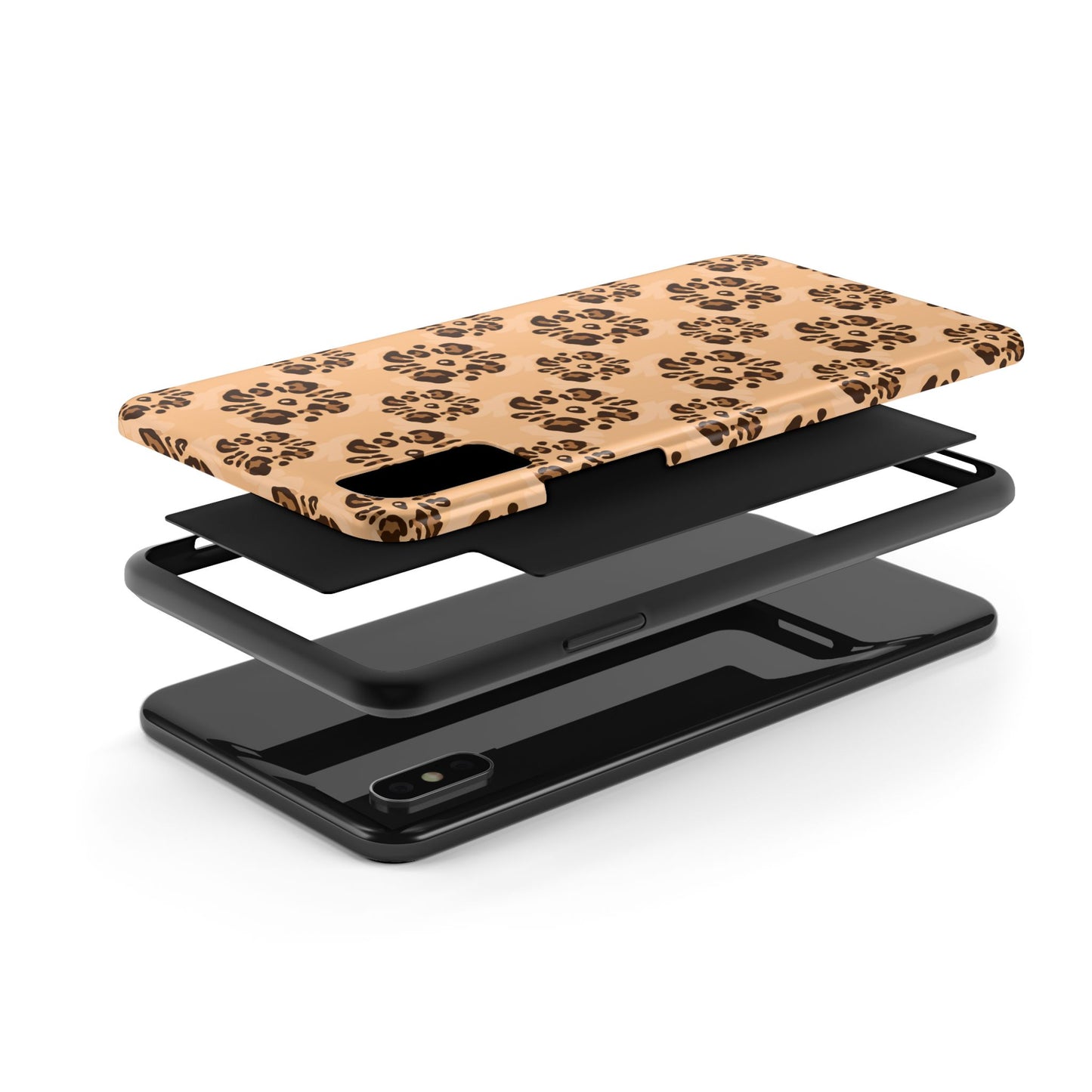 Tough Dual-Layer Phone Case - Leopard Floral Pattern for Ultimate Protection