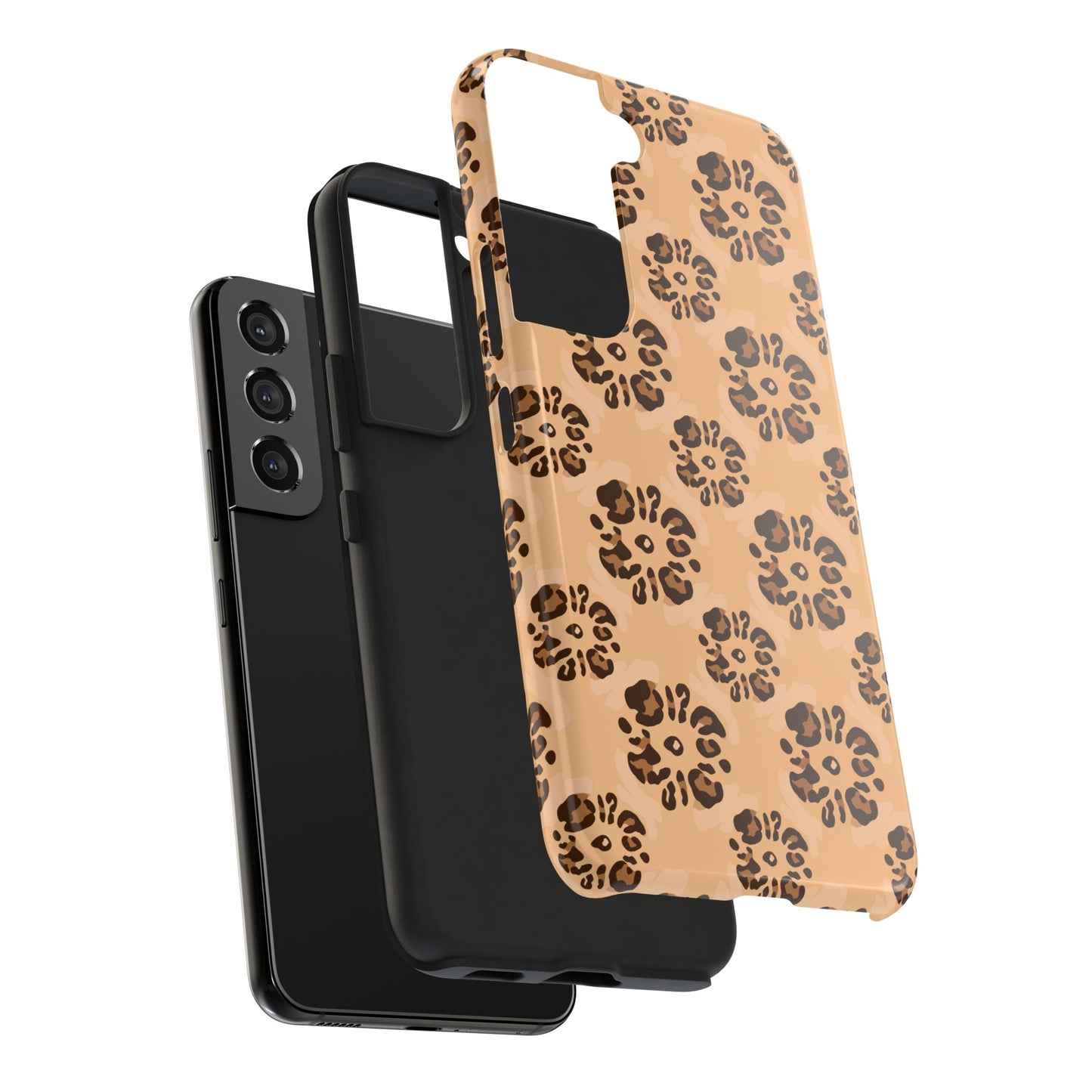 Tough Dual-Layer Phone Case - Leopard Floral Pattern for Ultimate Protection