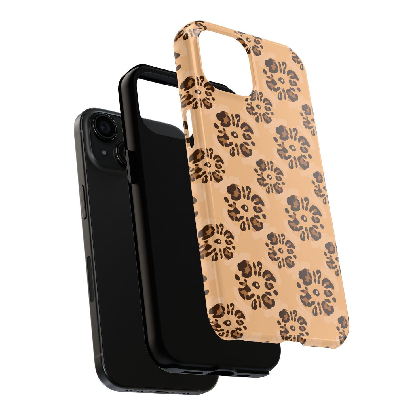 Tough Dual-Layer Phone Case - Leopard Floral Pattern for Ultimate Protection