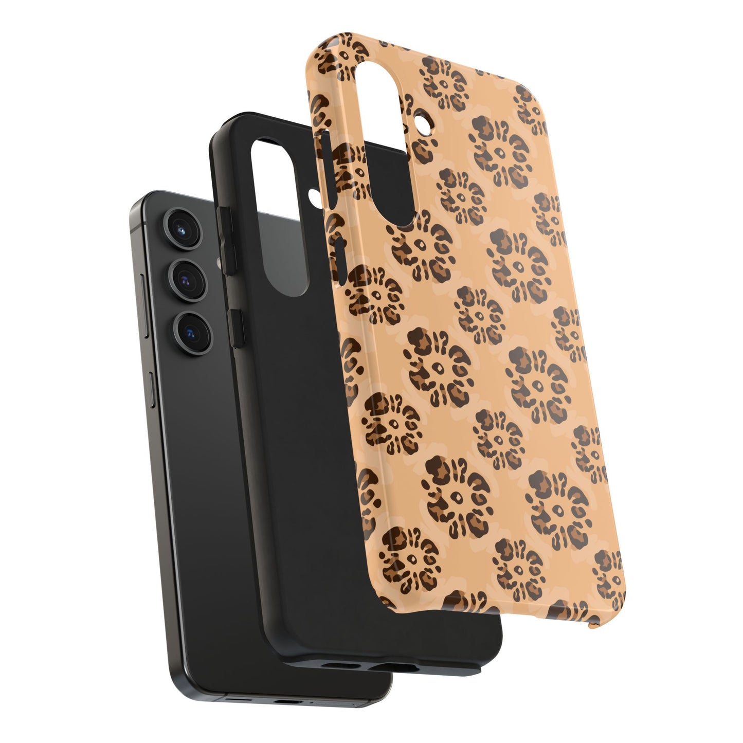 Tough Dual-Layer Phone Case - Leopard Floral Pattern for Ultimate Protection