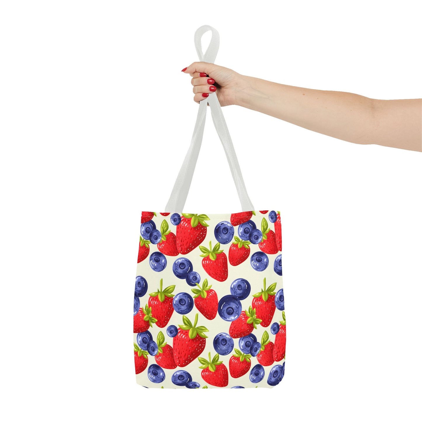 Fruit Tote Bag with Sweet Strawberries and Blueberries