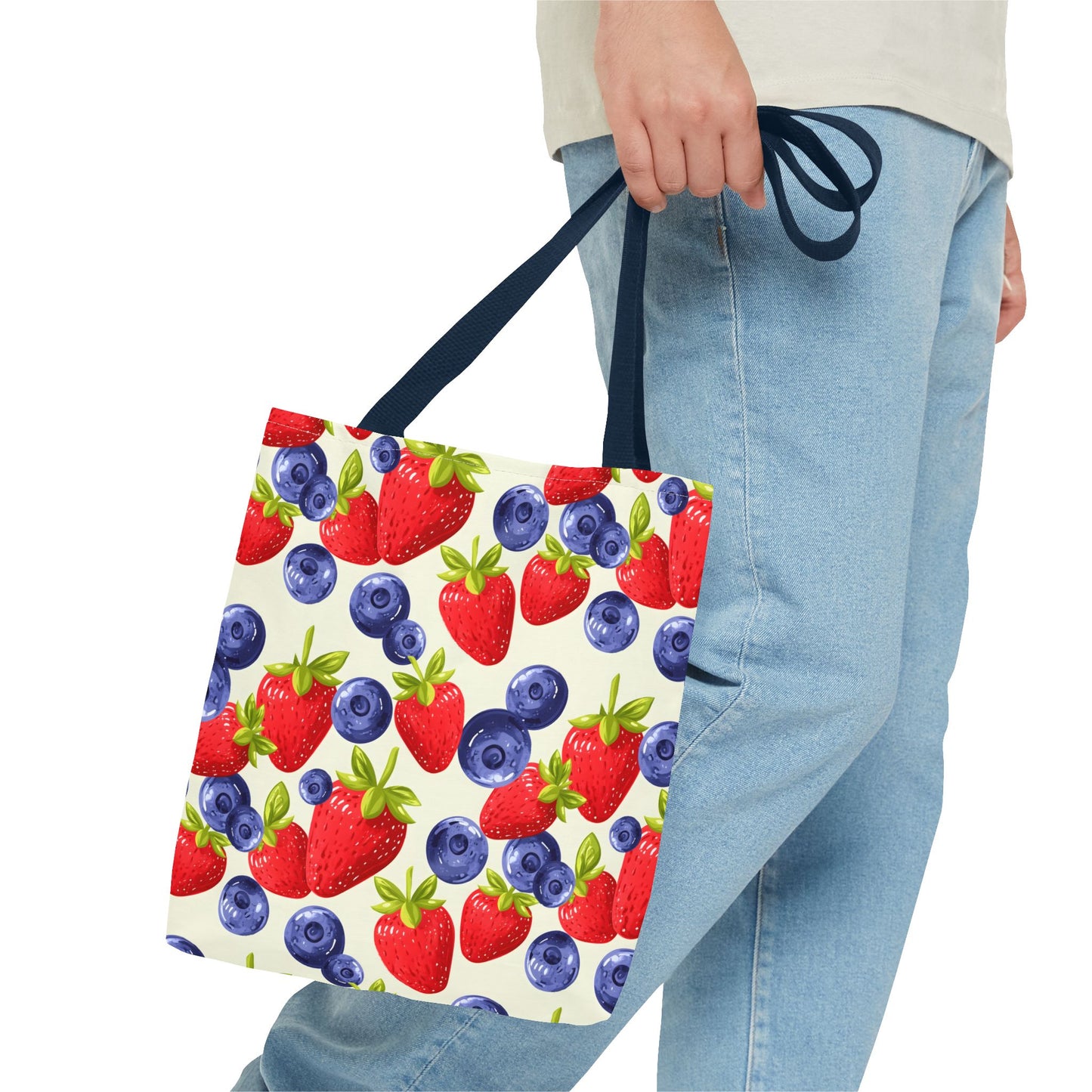 Fruit Tote Bag with Sweet Strawberries and Blueberries