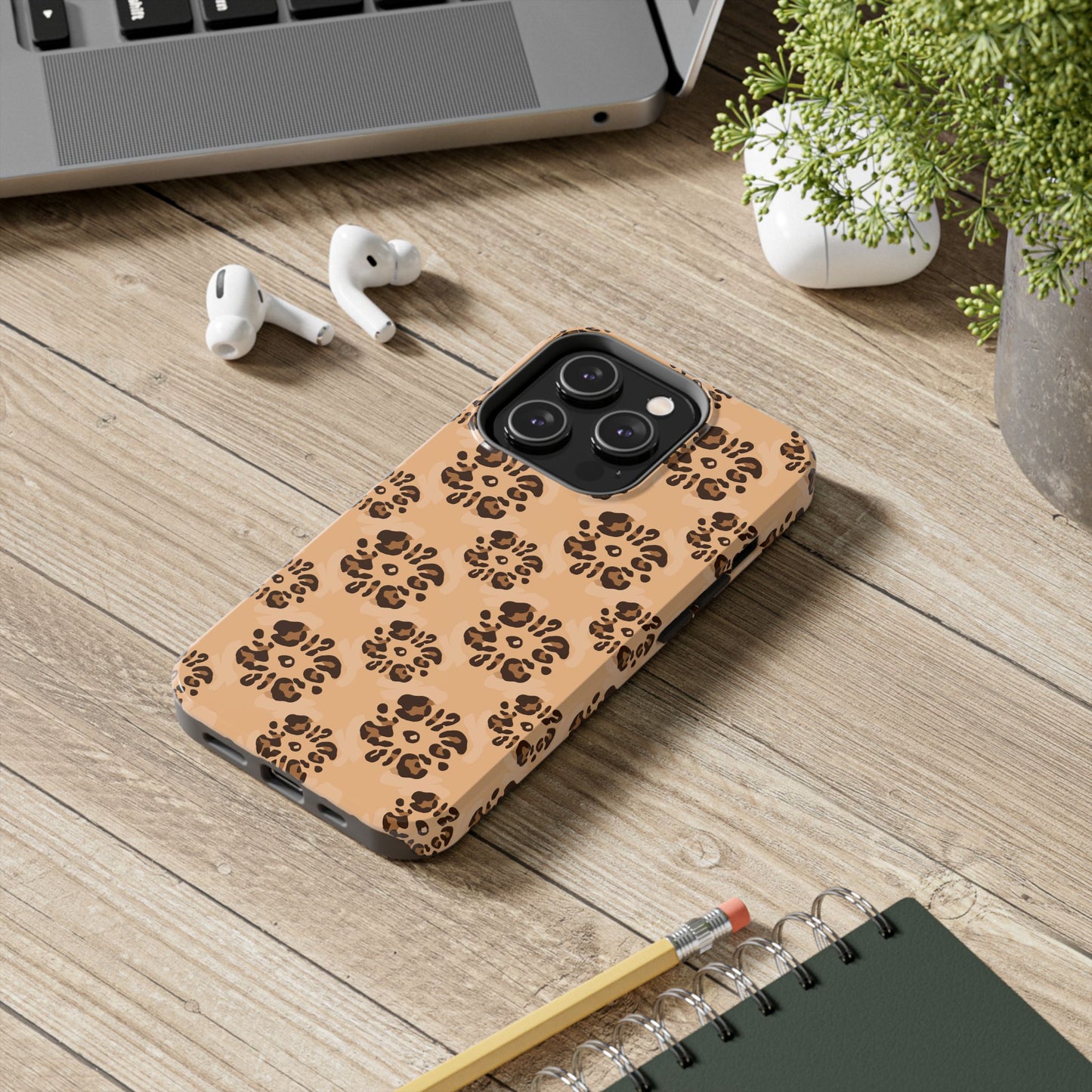 Tough Dual-Layer Phone Case - Leopard Floral Pattern for Ultimate Protection
