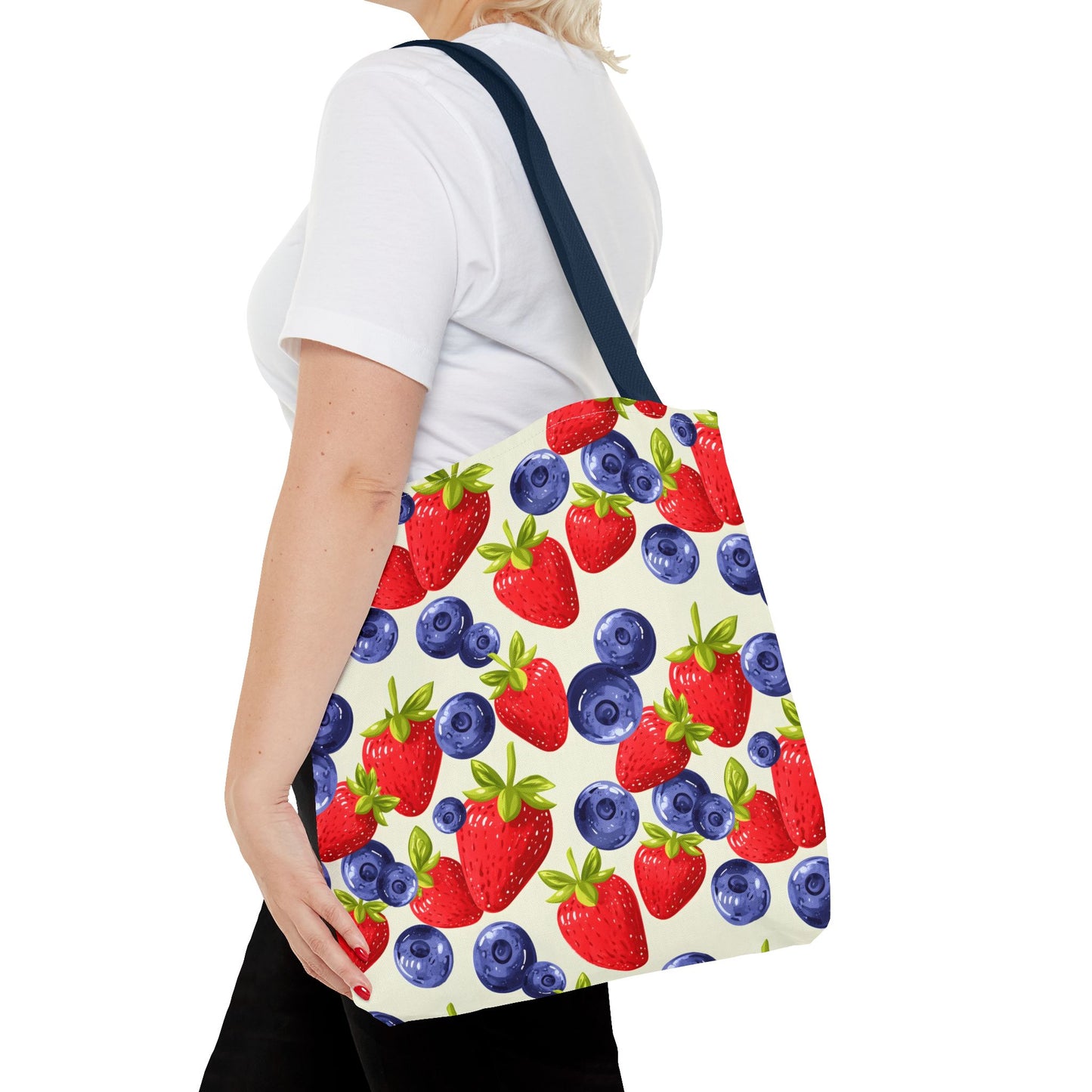Fruit Tote Bag with Sweet Strawberries and Blueberries