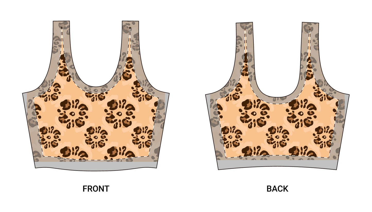 Leopard Floral AOP Sports Bra – High-Style, Medium-Support Activewear