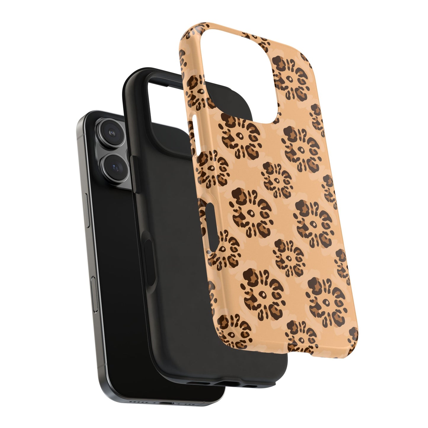 Tough Dual-Layer Phone Case - Leopard Floral Pattern for Ultimate Protection
