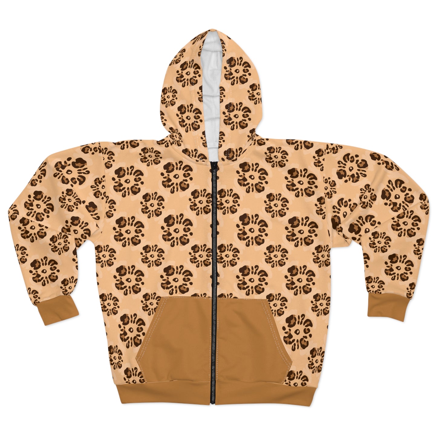 Unisex Leopard Floral Print All-Over-Print Zip Hoodie