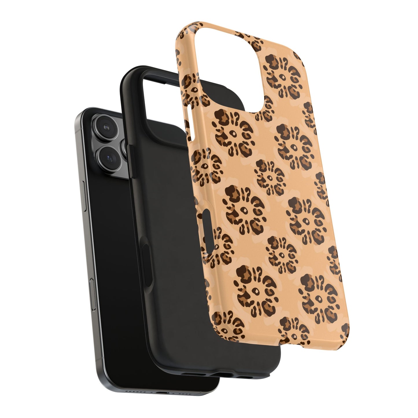 Tough Dual-Layer Phone Case - Leopard Floral Pattern for Ultimate Protection