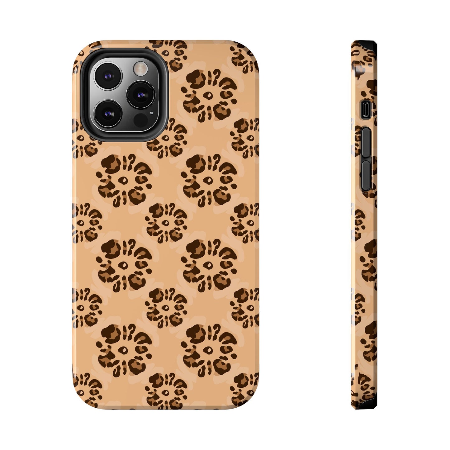 Tough Dual-Layer Phone Case - Leopard Floral Pattern for Ultimate Protection