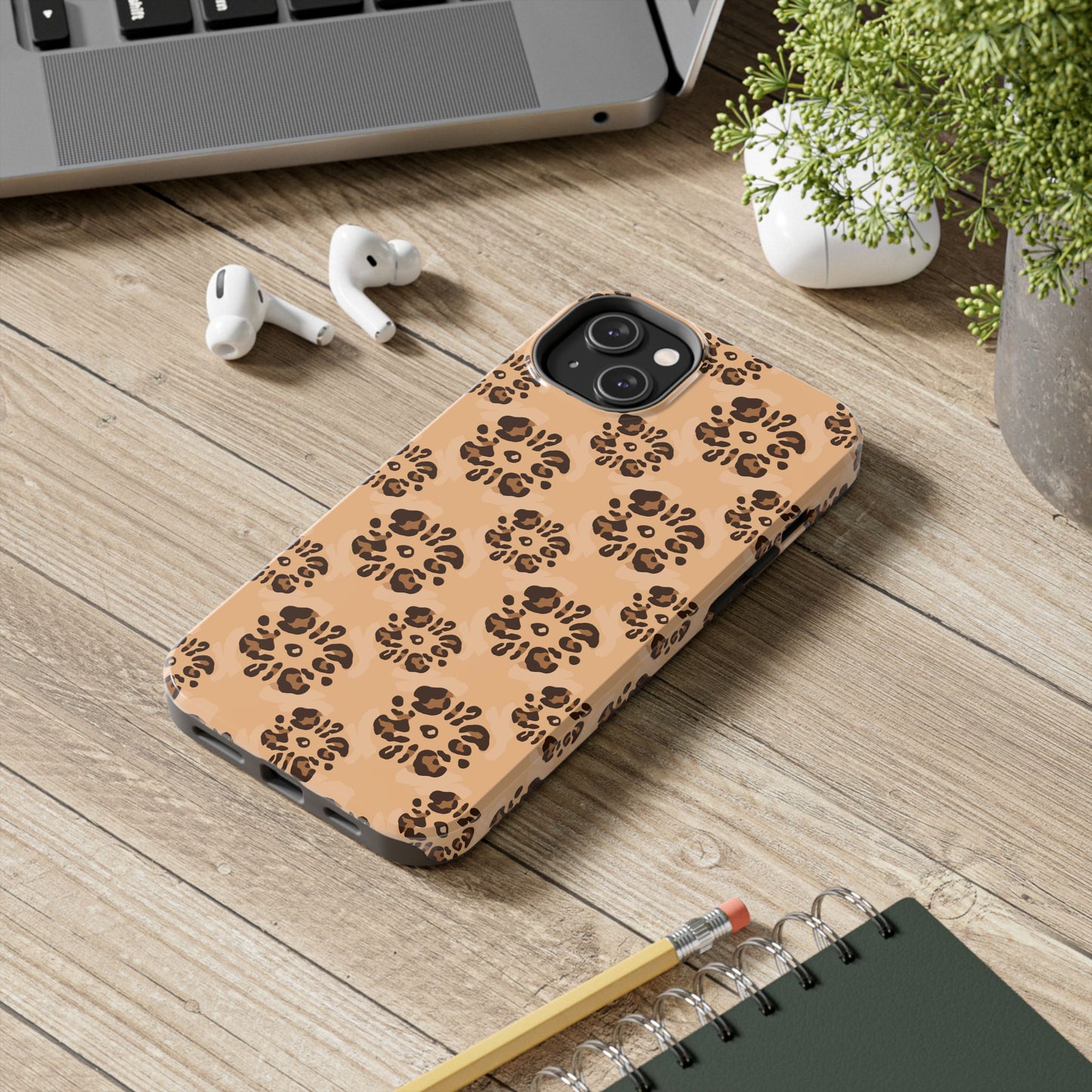 Tough Dual-Layer Phone Case - Leopard Floral Pattern for Ultimate Protection