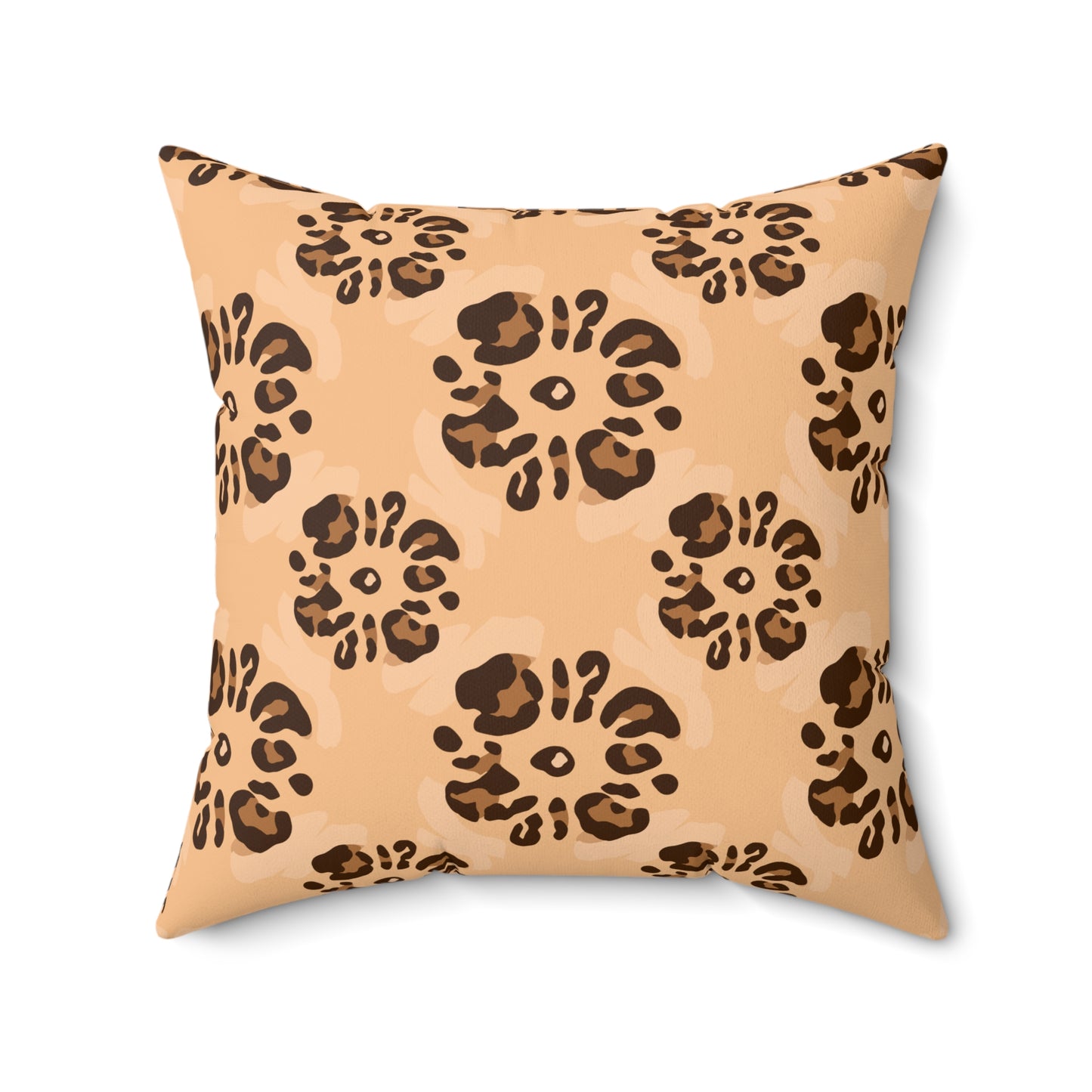 Leopard Floral Print Decorative Square Throw Pillow – Accent Cushion