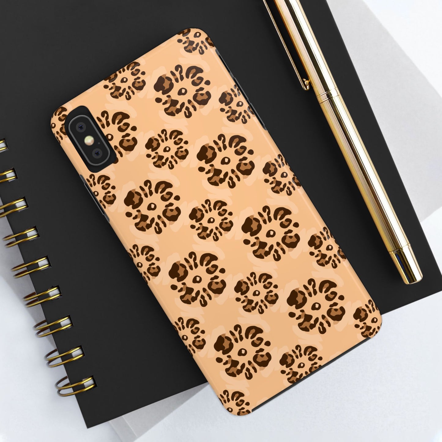 Tough Dual-Layer Phone Case - Leopard Floral Pattern for Ultimate Protection