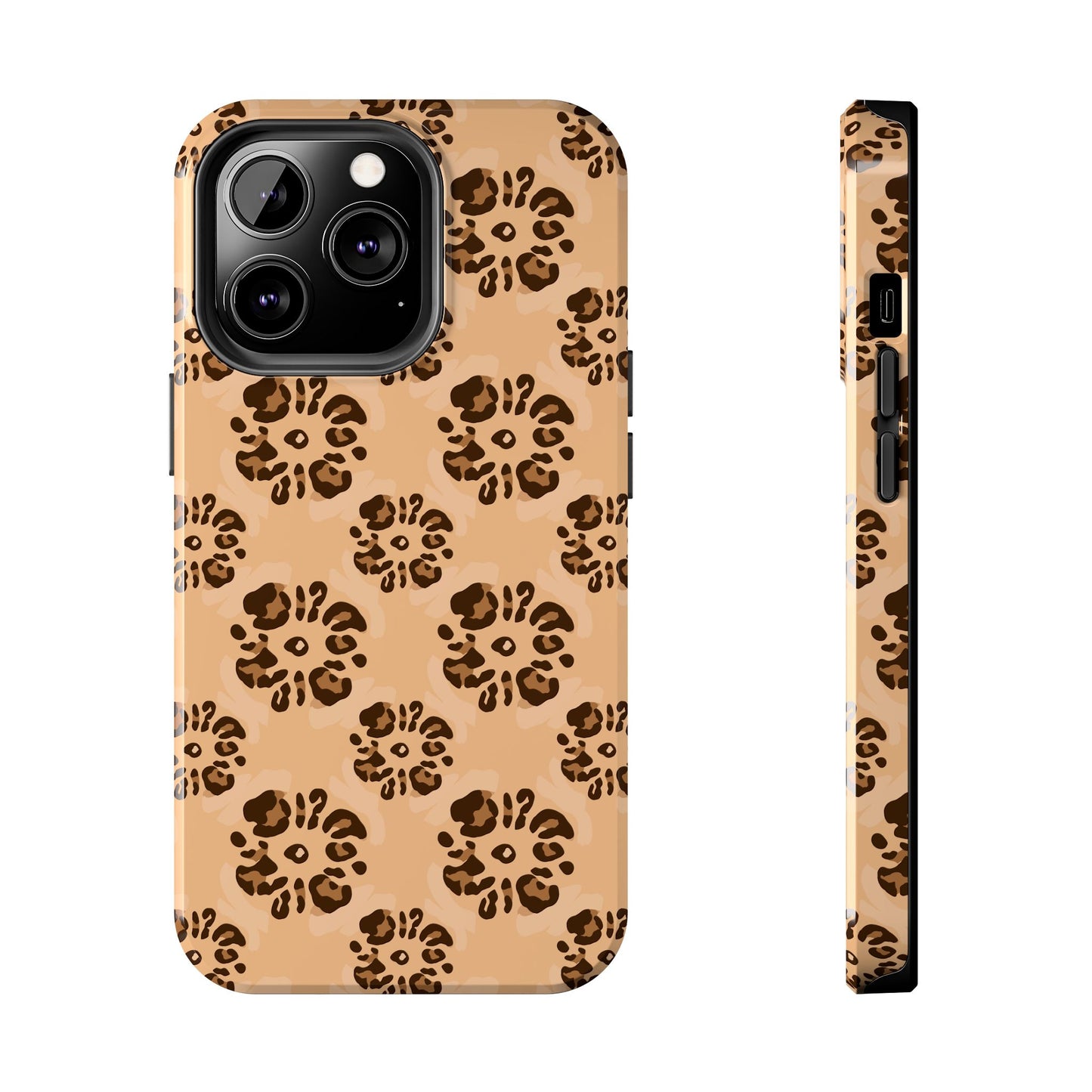 Tough Dual-Layer Phone Case - Leopard Floral Pattern for Ultimate Protection