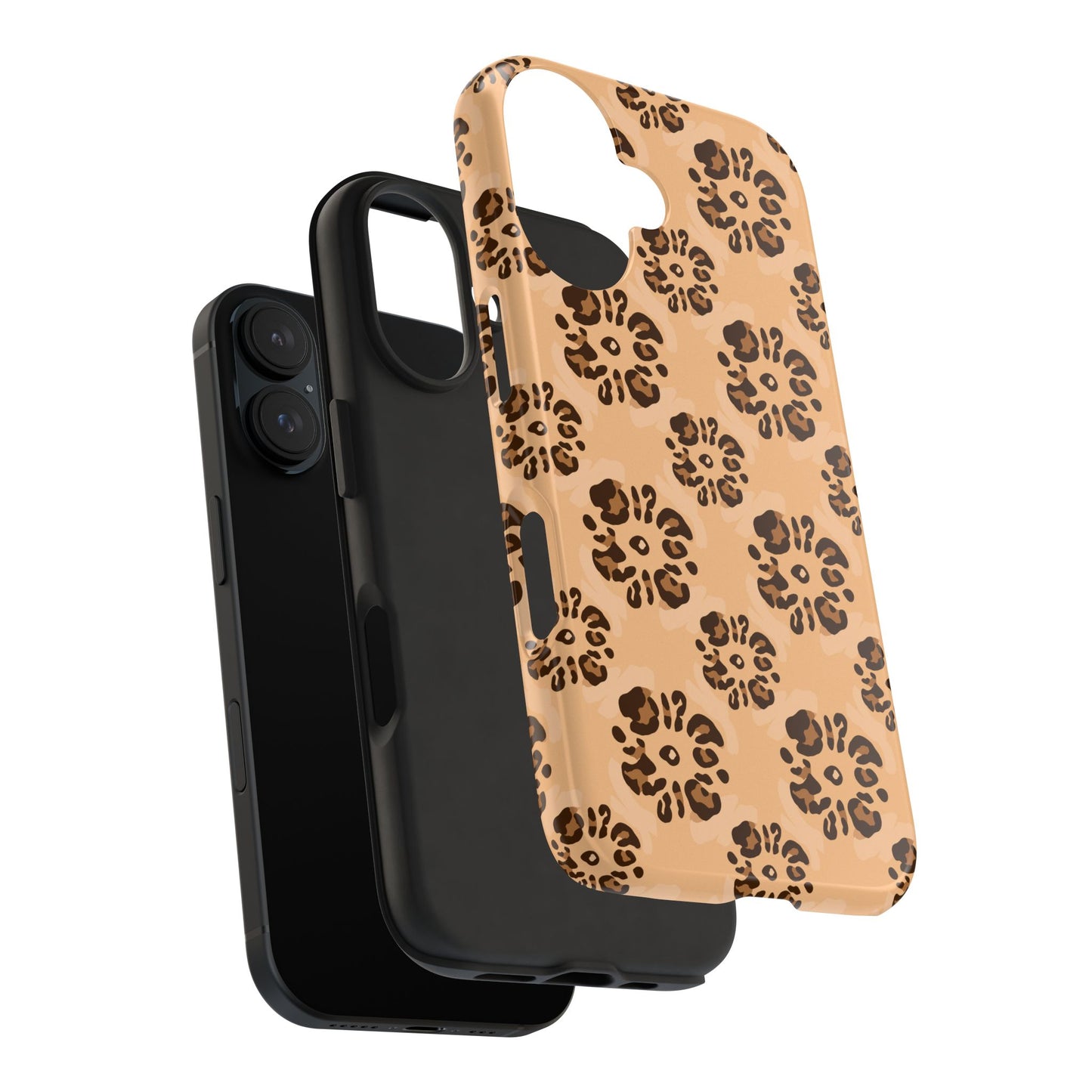 Tough Dual-Layer Phone Case - Leopard Floral Pattern for Ultimate Protection