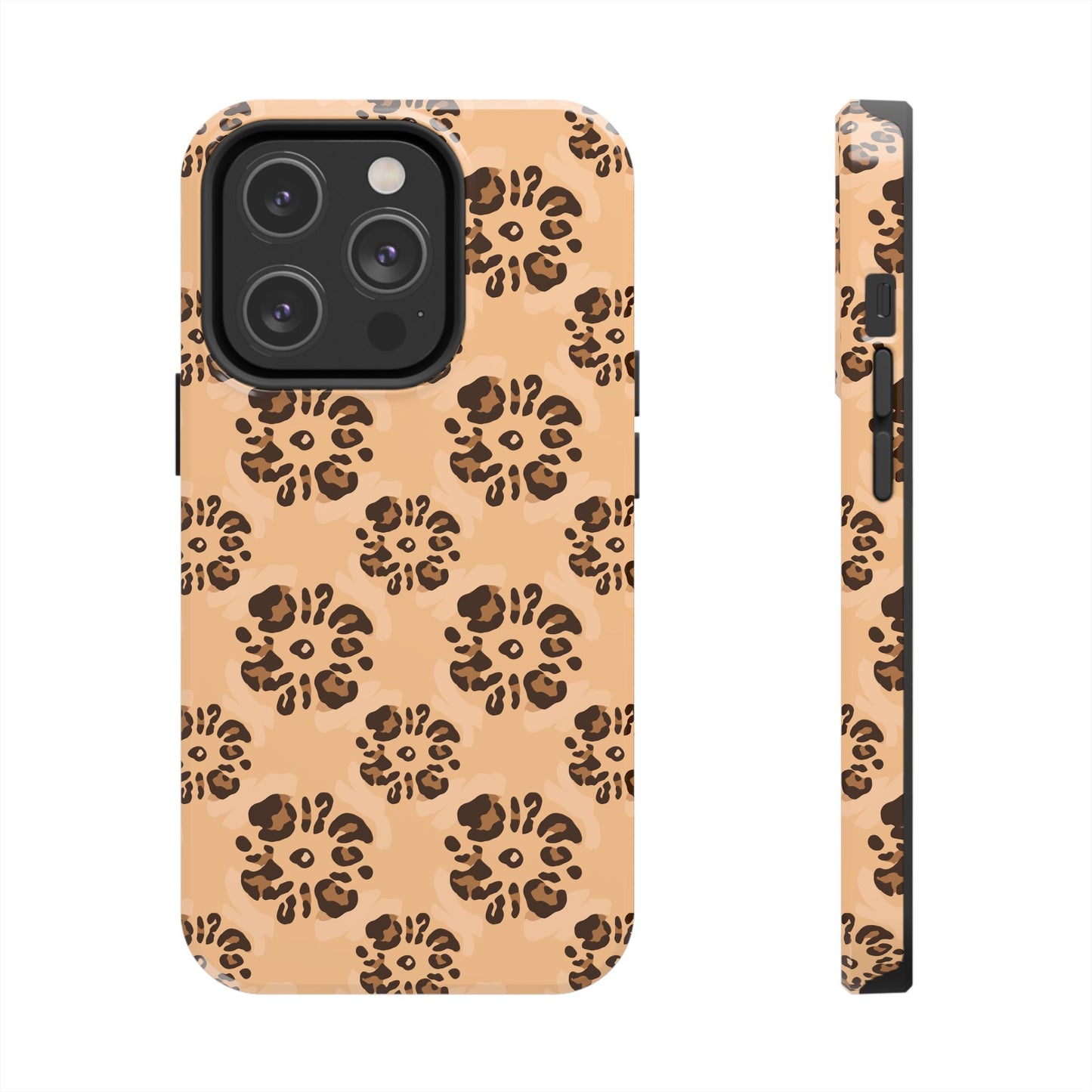 Tough Dual-Layer Phone Case - Leopard Floral Pattern for Ultimate Protection
