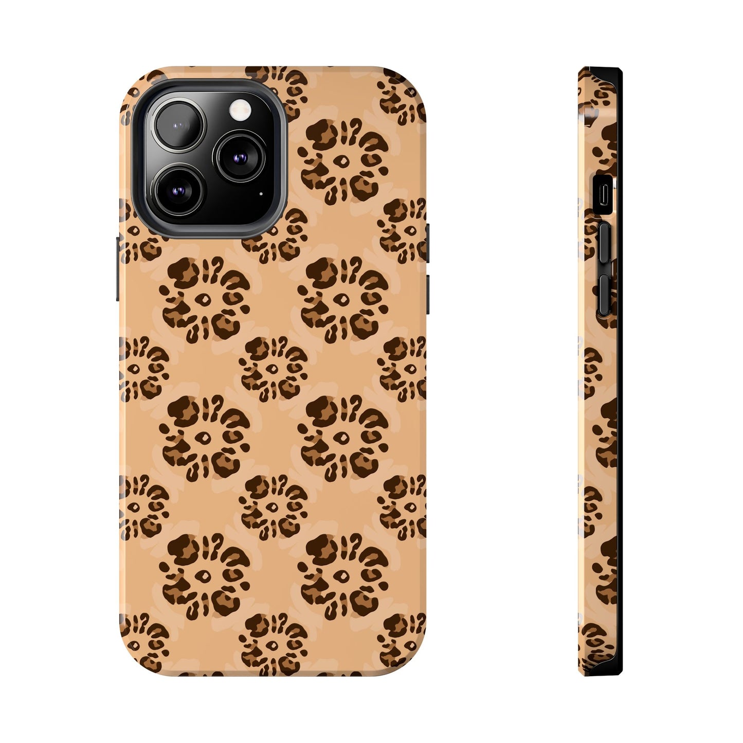 Tough Dual-Layer Phone Case - Leopard Floral Pattern for Ultimate Protection