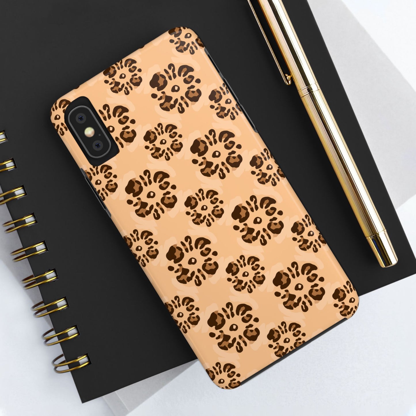 Tough Dual-Layer Phone Case - Leopard Floral Pattern for Ultimate Protection