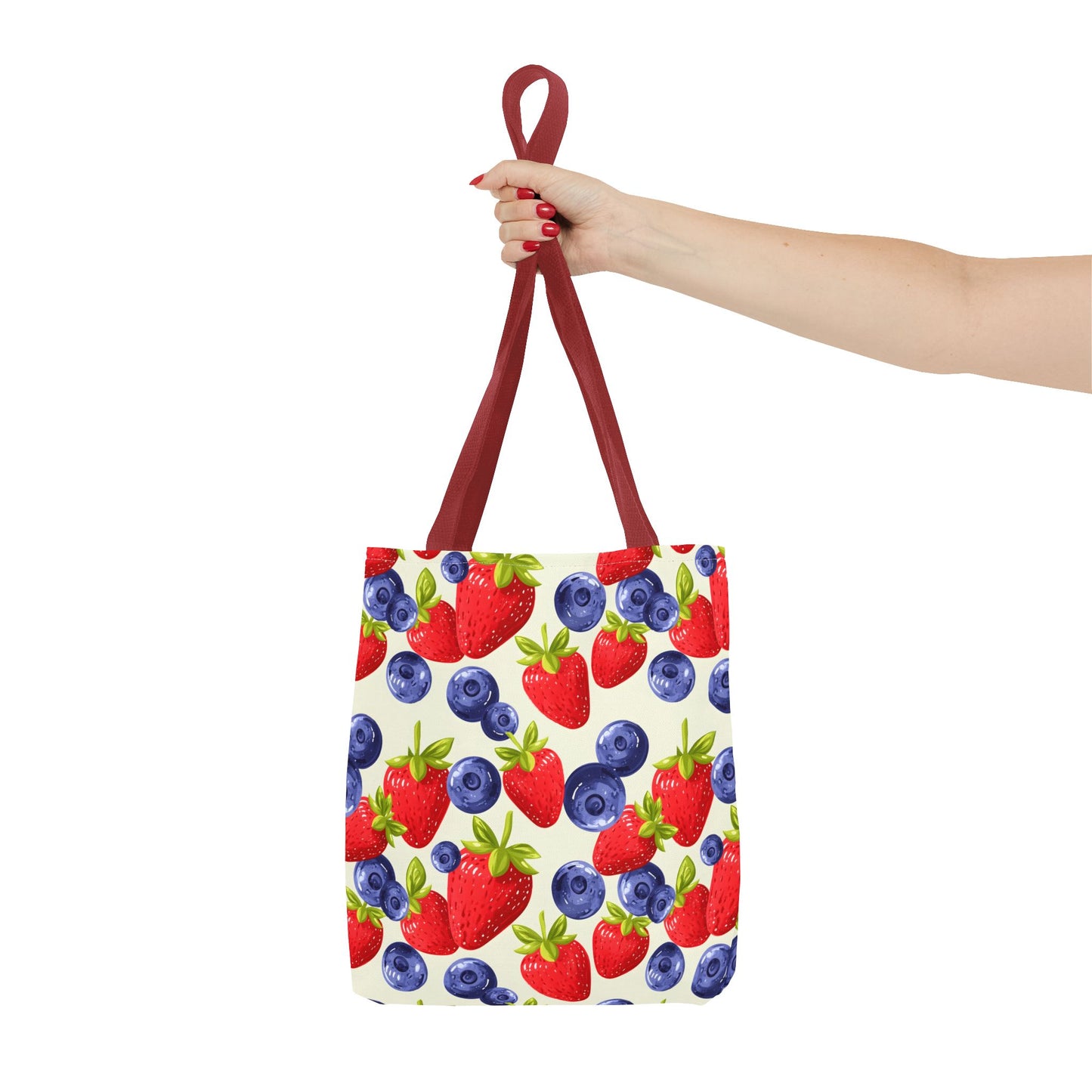 Fruit Tote Bag with Sweet Strawberries and Blueberries