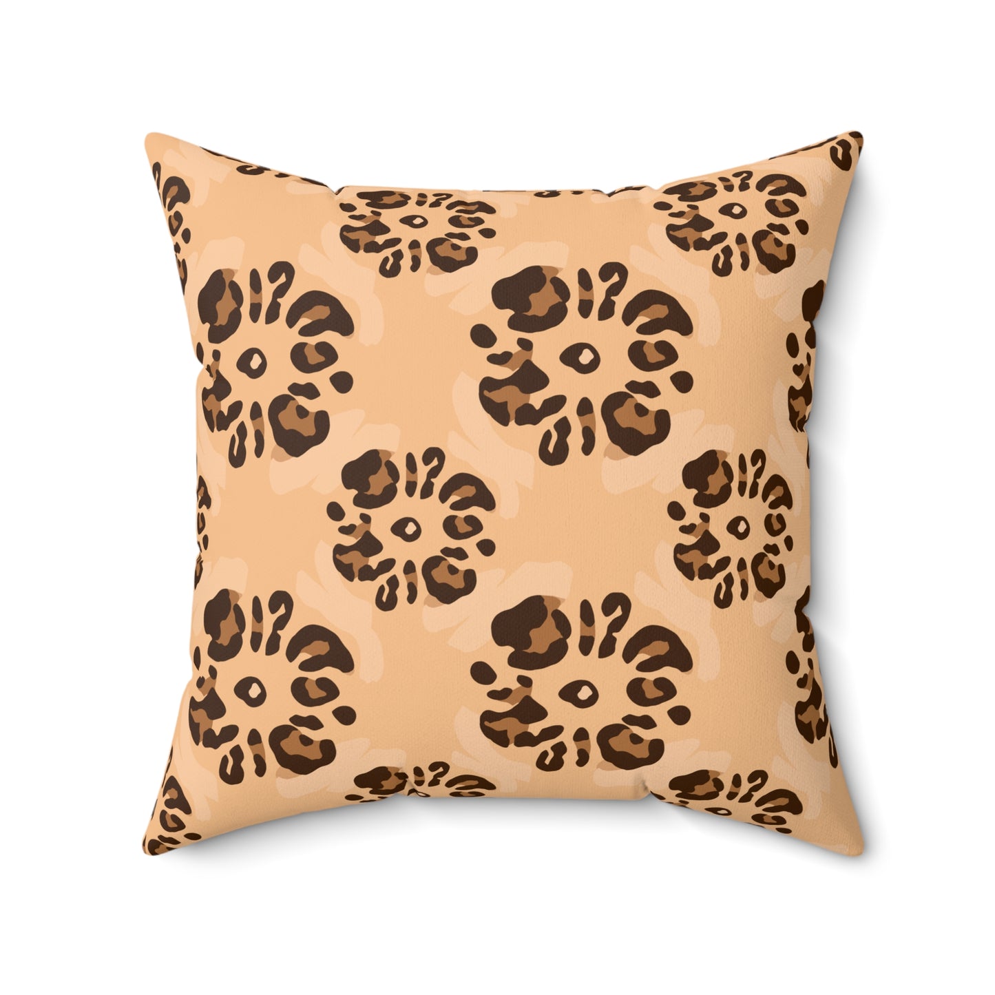 Leopard Floral Print Decorative Square Throw Pillow – Accent Cushion