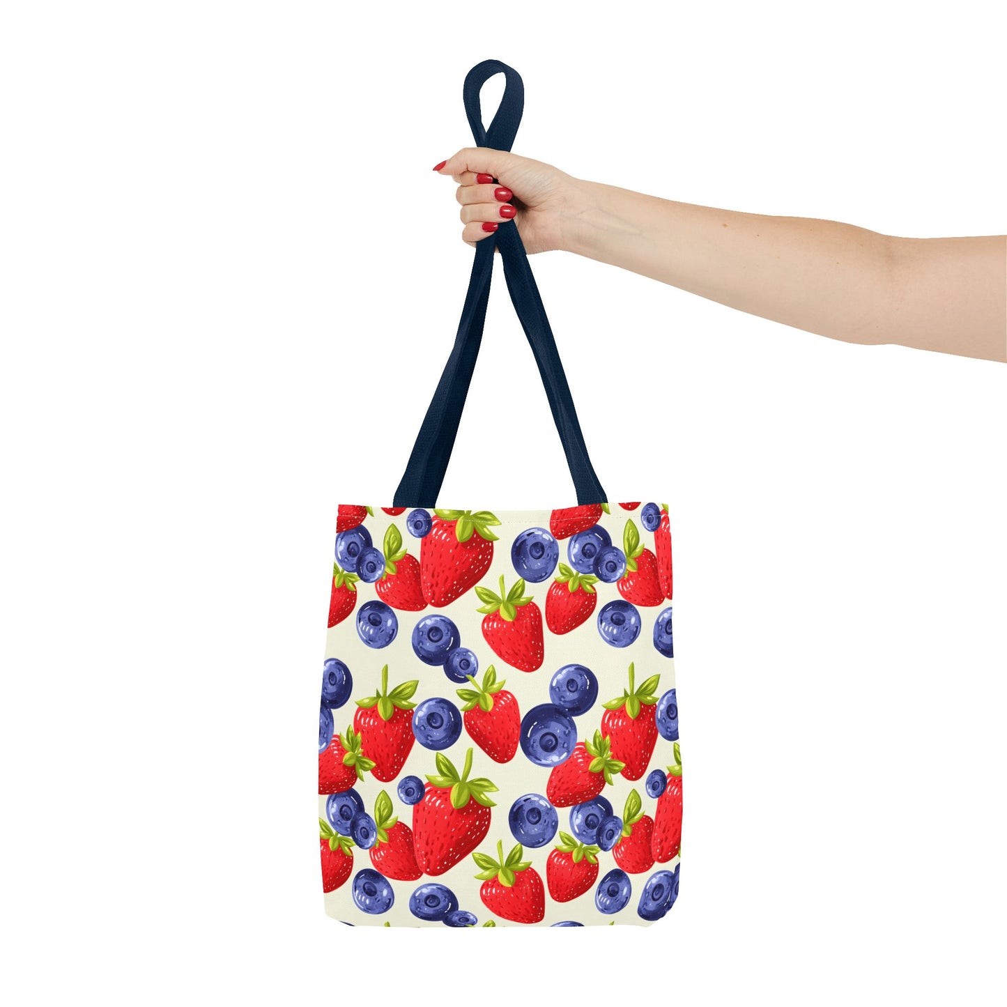 Fruit Tote Bag with Sweet Strawberries and Blueberries