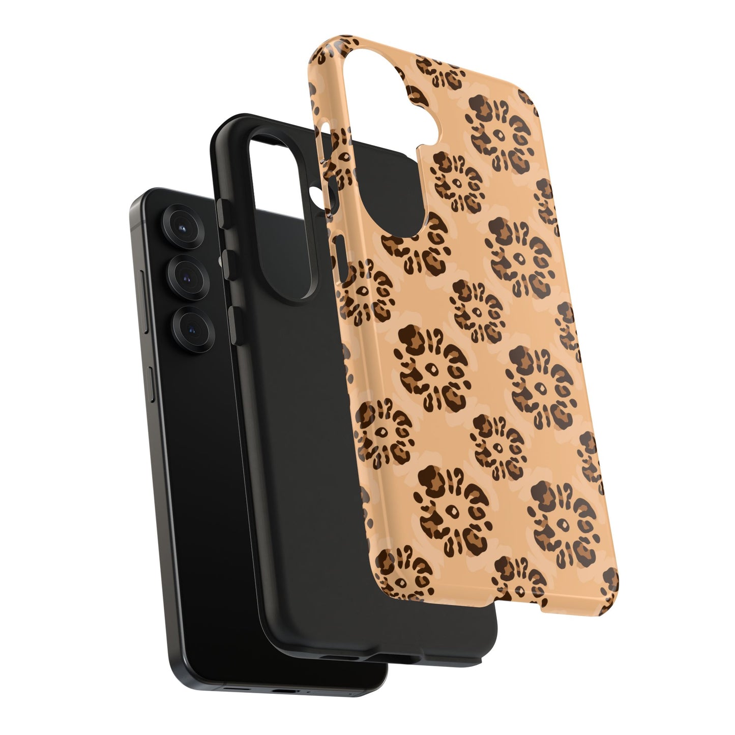 Tough Dual-Layer Phone Case - Leopard Floral Pattern for Ultimate Protection