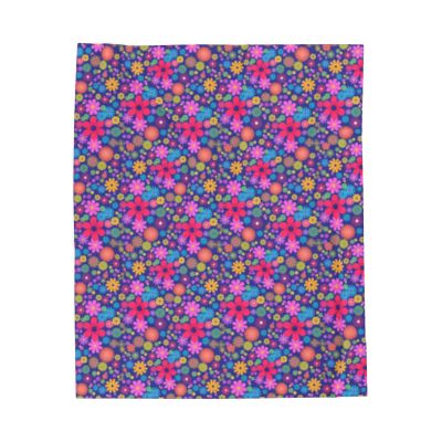 Colorful Floral Plush Blanket