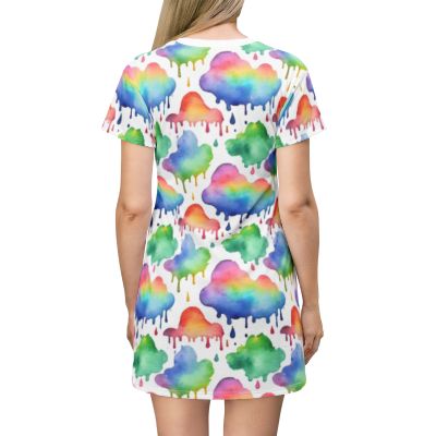 Colorful Watercolor T-Shirt Dress