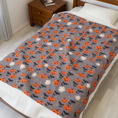 Cozy Halloween Velveteen Plush Blanket