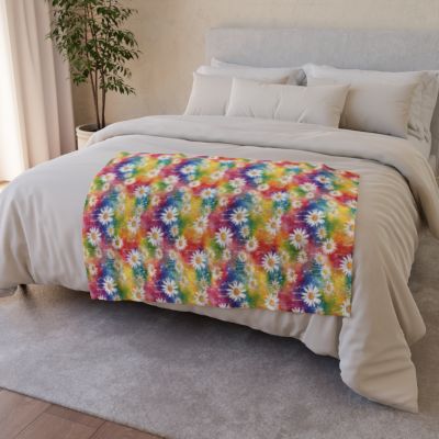 Daisy Rainbow Storm Soft Polyester Blanket