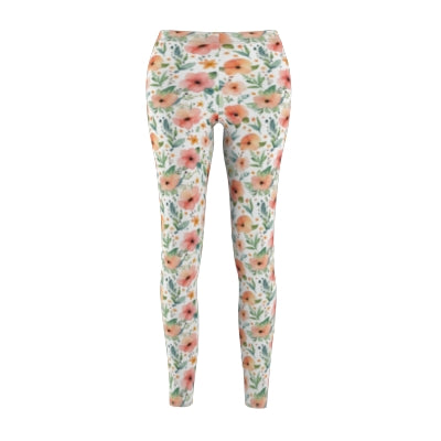 Watercolor Floral Print Women's Casual Leggings