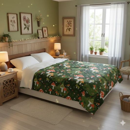 Enchanting Mushroom Pattern Throw Blanket