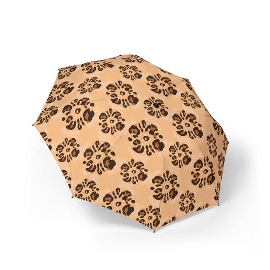 Stylish Leopard Floral Semi-Automatic Folding Umbrella – Compact & Durable