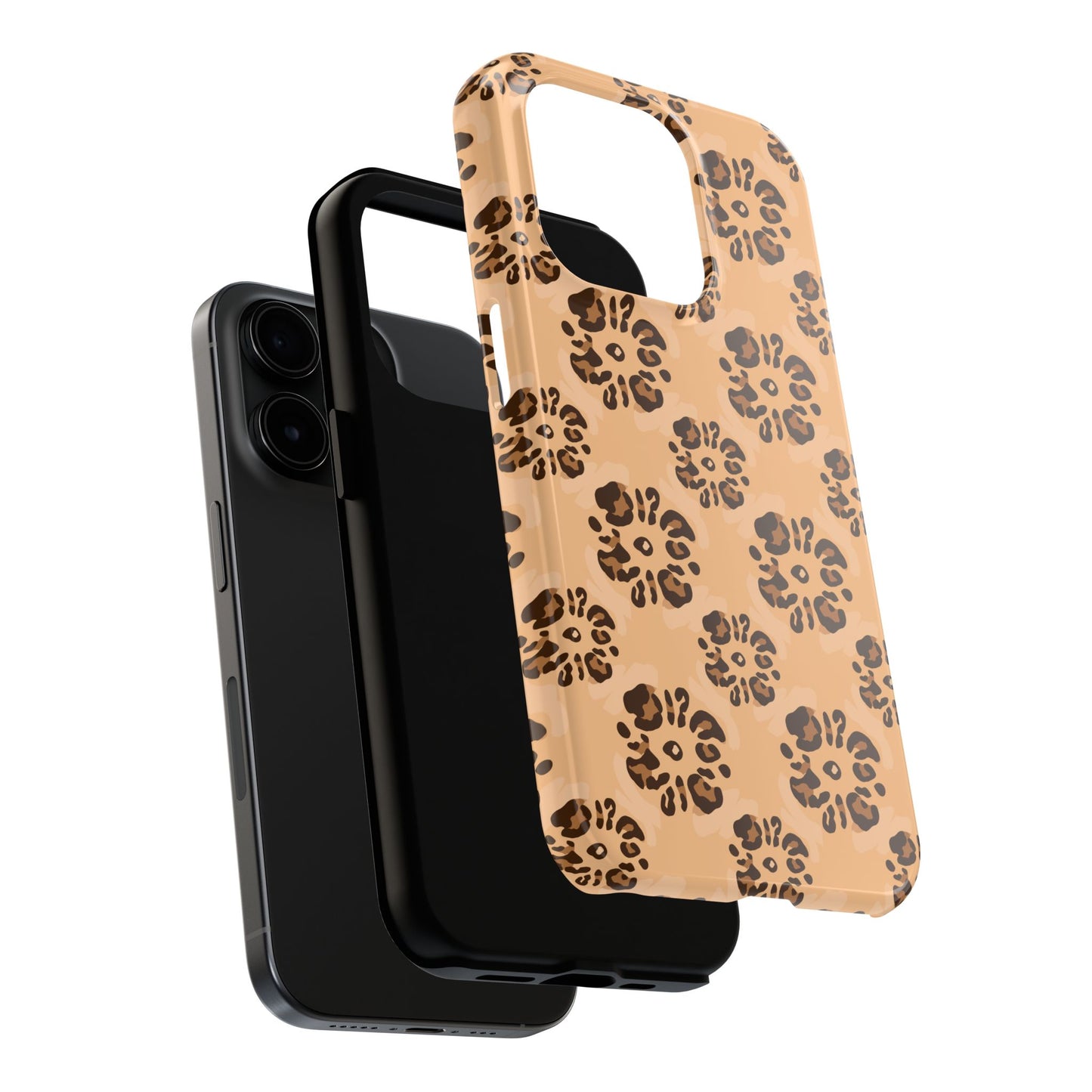 Tough Dual-Layer Phone Case - Leopard Floral Pattern for Ultimate Protection