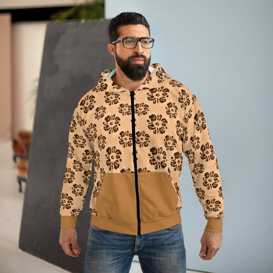 Unisex Leopard Floral Print All-Over-Print Zip Hoodie