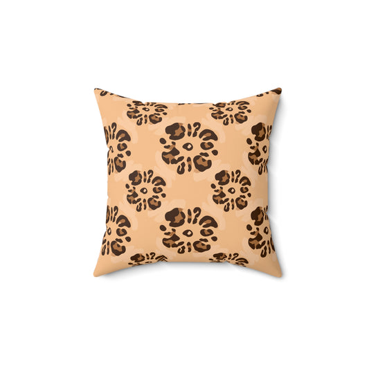 Leopard Floral Print Decorative Square Throw Pillow – Accent Cushion
