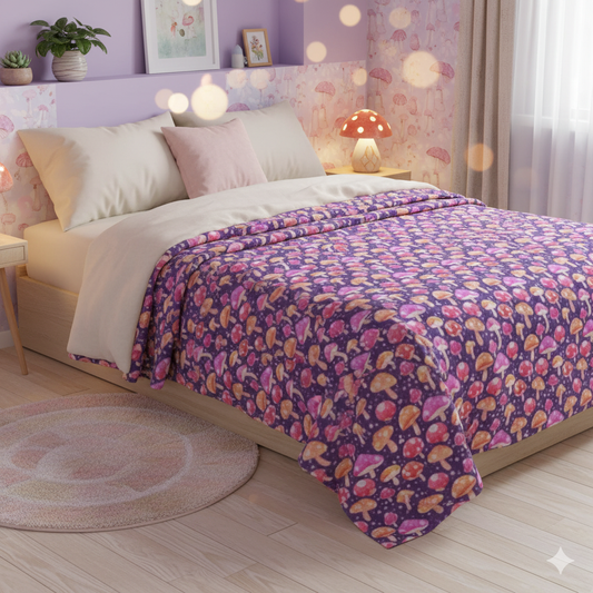 Mushroom Magic Velveteen Plush Blanket