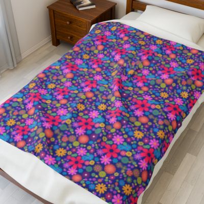 Colorful Floral Plush Blanket