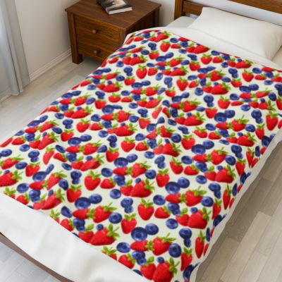 Fruity Velveteen Plush Blanket, Cozy Throw, Soft Blanket for Kids, Summer Decor, Perfect Gift for Fruit Lovers