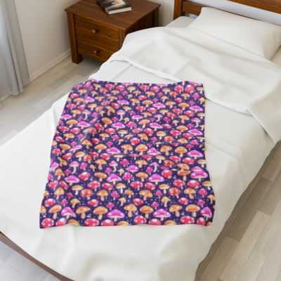 Mushroom Magic Velveteen Plush Blanket