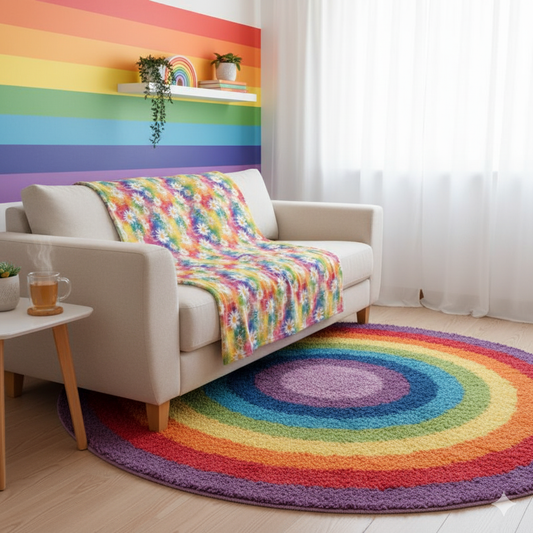 Daisy Rainbow Storm Soft Polyester Blanket
