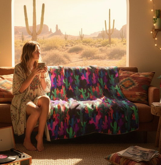 Rave Cacti Velveteen Plush Blanket